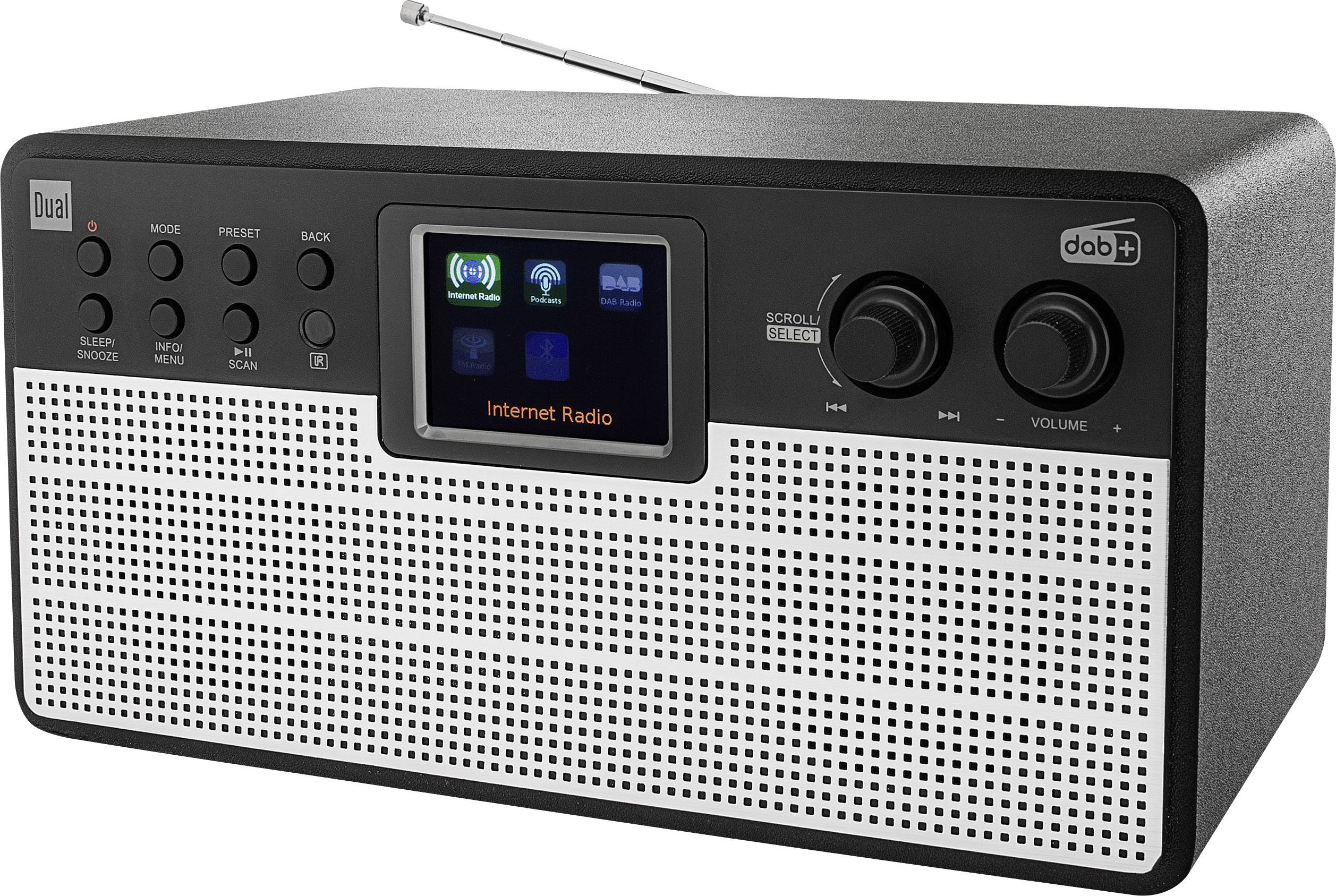 Dual Radiostation IR 100 Internet desk radio DAB+, FM Bluetooth, Wi-Fi, Internet radio Black, Silver