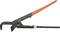 Pipe wrench with a long, orange handle and adjustable jaw, suitable for work on pipes and fittings.