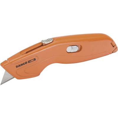 An orange universal knife with a retractable blade and metal slider, marked with the 'BAHCO' logo.