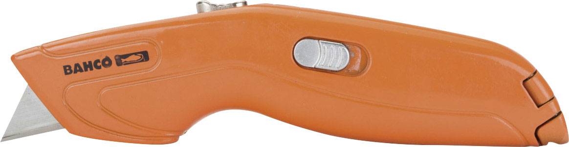Orange safety knife with retractable blade, suitable for cutting tasks.