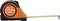 An orange plastic tape measure, extended. Inscription: '5m/16' BAHCO'. Suitable for precise measurements.