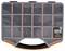 Plastic storage box with 17 compartments. Transparent lid, ergonomic handle, black clasps, orange accents.