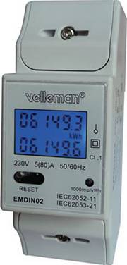 Velleman EMDIN02 Energy consumption meter backlit display