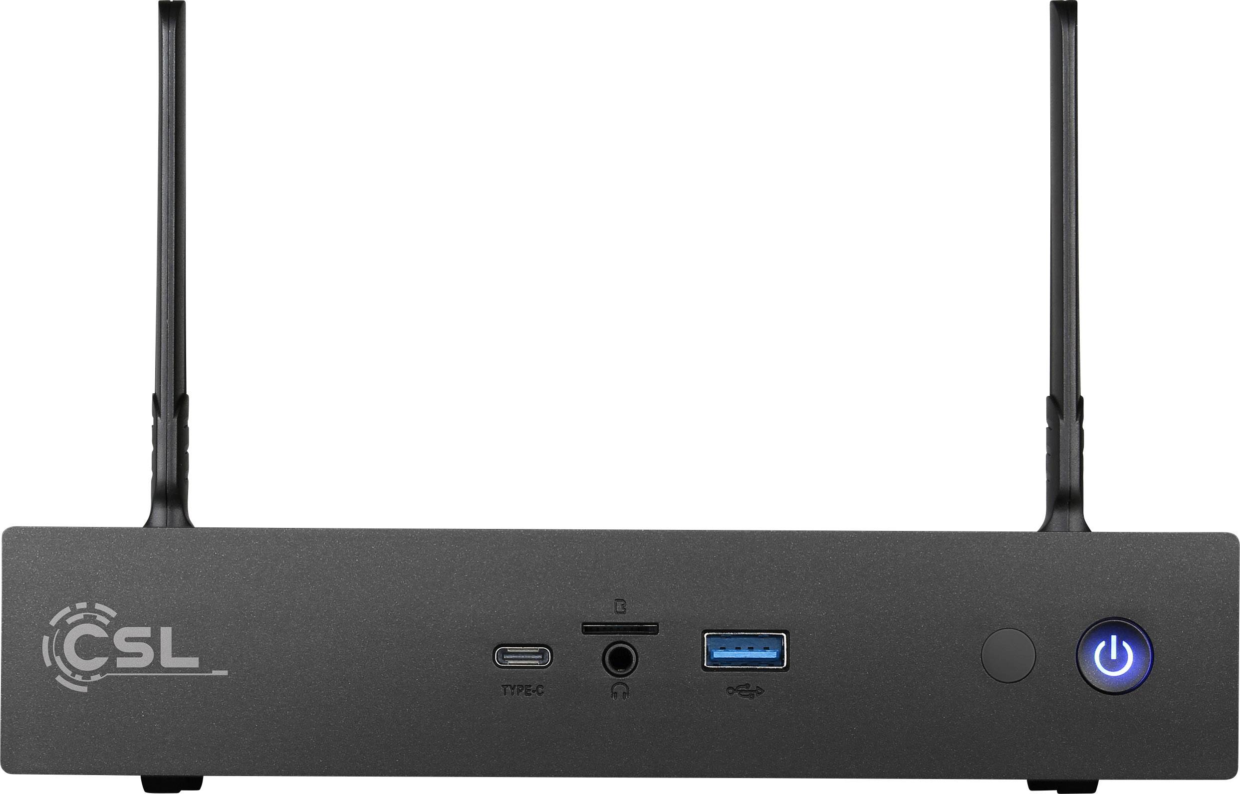 CSL Computer Narrow Box Ultra HD Mini PC Intel Celeron J4205 (4 x 1.5 GHz / max. 2.6 GHz) 8 GB RAM 500 GB SSD Win 10 Pro