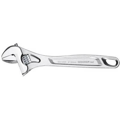 A adjustable spanner made of metal, with 'GEDORE red' printed on it. It has a scale for precisely setting the jaw width.