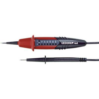 Voltage tester by Gedore Red in black and red with a scale for voltages ranging from 6 to 400 volts. The test probe is visible on the left.