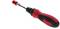 A red screwdriver with a black handle and interchangeable head, designed to be robust and ergonomic.