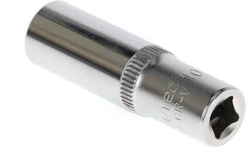 A silver hexagonal socket wrench, used for tightening or loosening nuts and bolts.