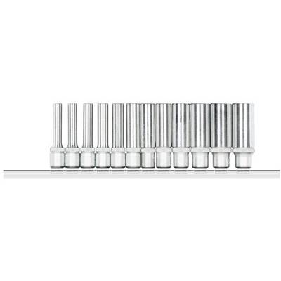 A series of metallic nozzles, increasing in size from left to right, arranged on a reflective surface.
