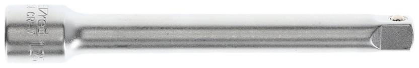 A silver-coloured socket extension bar, cylindrical, gleaming, for extending the reach of tools.