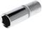 Chrome vanadium steel socket drive with a hexagonal opening, used for screw-related tasks.