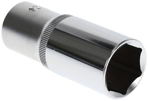 Metal hexagonal socket nut, suitable for screw connections in mechanical engineering or repair work.