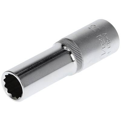 Metallic socket with internal 12-point profile, suitable for tools in mechanical and automotive engineering.
