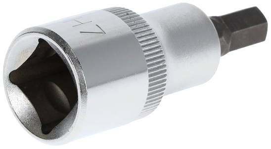 A silver screwdriver bit with a hexagonal head and knurled grip. Suitable for precise assembly work.