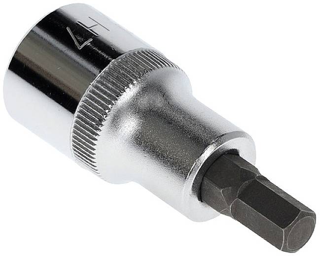 Metal hexagonal socket driver attachment with engraved number '4', used for tightening or loosening screws.