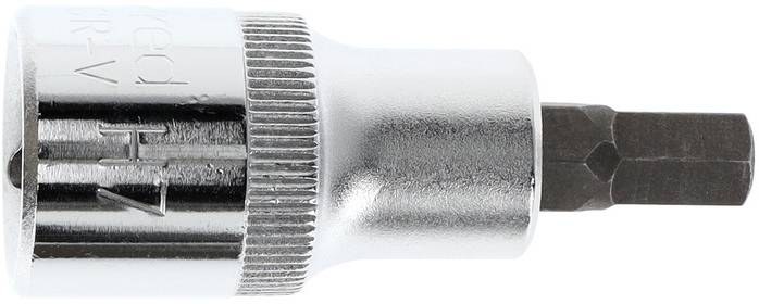 Metal socket extension with a hexagonal tip, suitable for tightening or loosening screws.