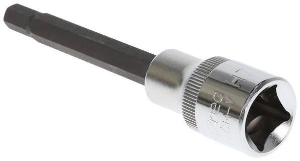 Hexagon socket wrench with long handle, silver-coloured. Primary tool for loosening or tightening hex socket screws.