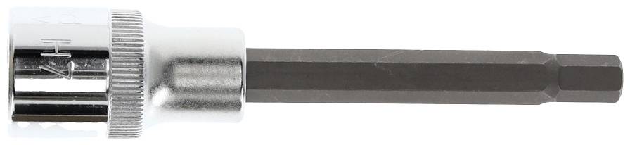 A hexagonal bit adapter with a metal sleeve, used for driving screws or mechanical work.
