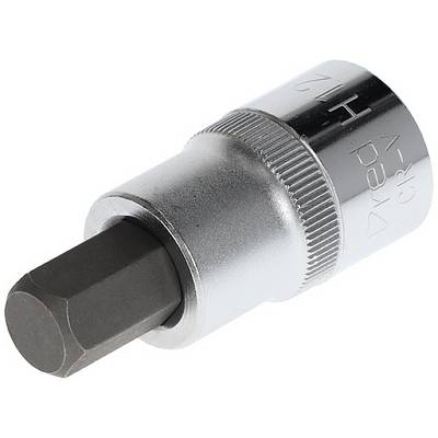 A silver socket extension with a hexagonal bit head, suitable for use with a spanner.
