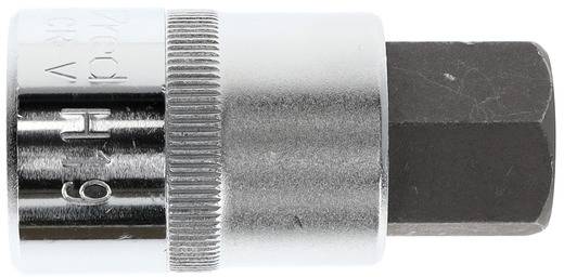 A steel hexagonal socket wrench, cylindrical, knurled on the left side. It bears the impressed size '10'.