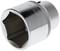 Metal socket insert, size and serial number engraved, suitable for hexagonal screws.