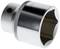 Metal screwdriver bit socket, cylindrical, with knurled edge and smooth internal hexagonal opening, silver-coloured.