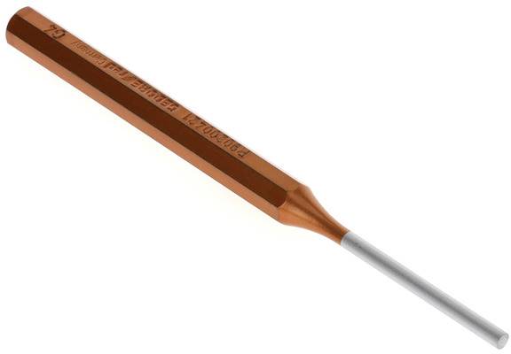 An orange tool handle with 'JDC' written on it and a grey rod extending from one end of the handle.