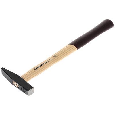 A hammer with a wooden handle and grey metal head, lying on its side, brand "GEDORE".