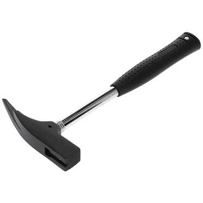 A black hammer with a silver handle and a tapered head, suitable for precise carpentry work.