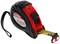 A black and red metal tape measure with a length of 5 metres, brand name 'Gedore', with an ergonomic design.