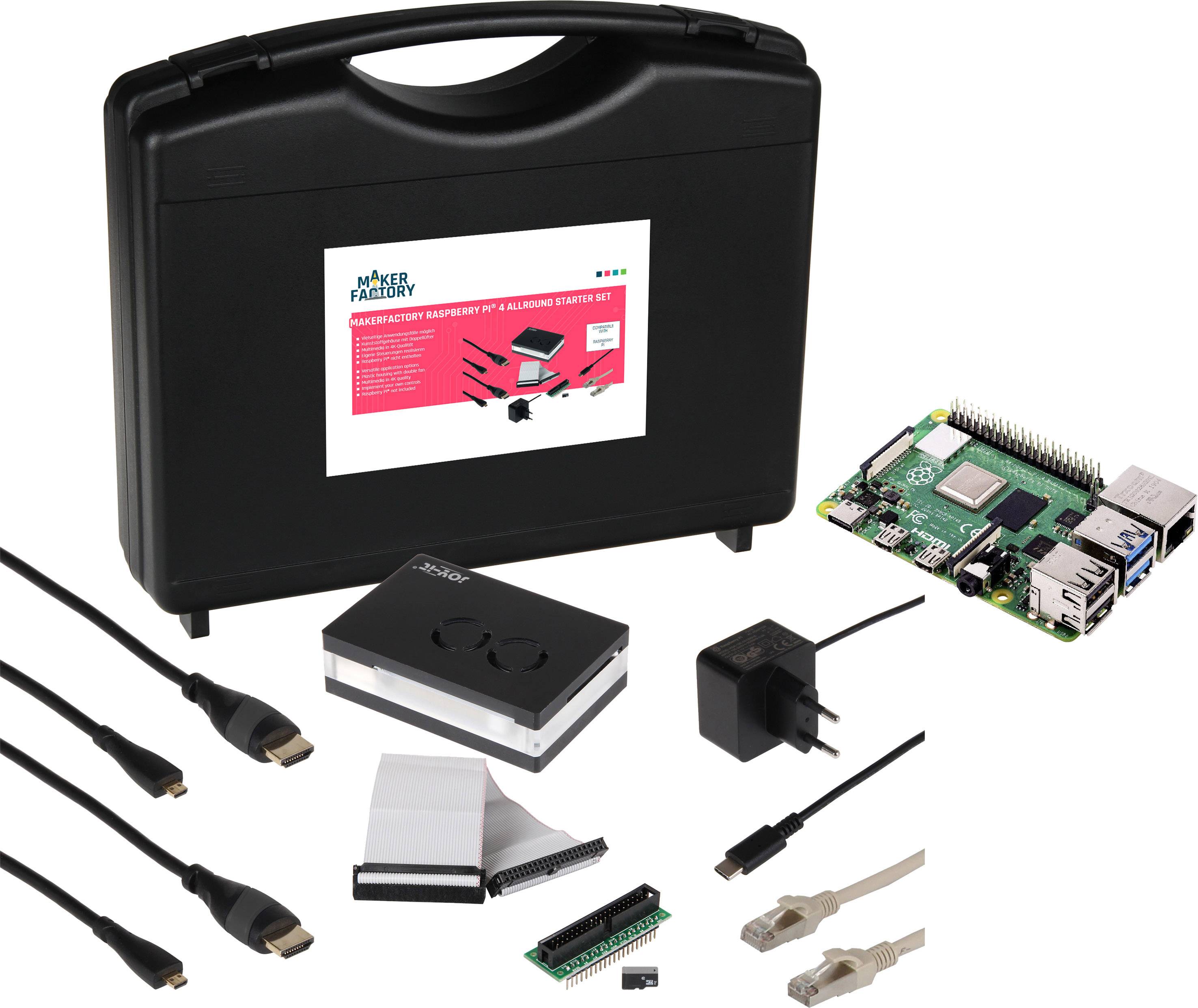 Makerfactory Allround Starter Kit Raspberry Pi® 4 B 4 Gb 4 X 1 5 Ghz Storage Case Housing Psu