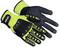 Two yellow and black safety gloves with reinforced protection on the fingers and palms, suitable for industrial work.