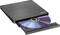 External CD drive with a disc partially protruding from the drive bay.
