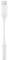 White adapter with USB-C plug and 3.5 mm jack socket, for connecting headphones or speakers to USB-C devices.