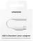 'Samsung USB-C Headset Jack Adapter' packaging featuring an image of a white USB-C to 3.5 mm audio jack adapter.
