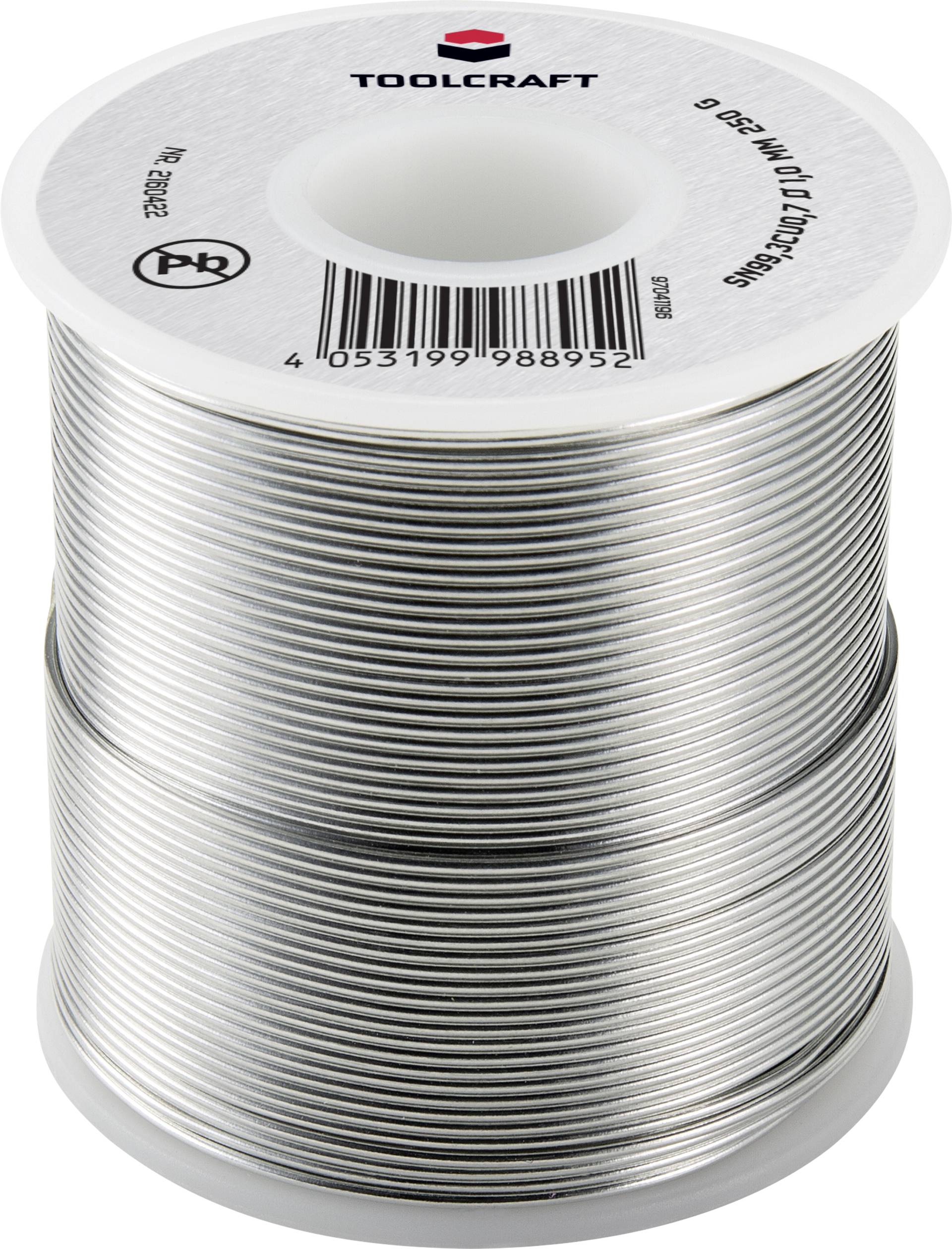 Spool of silver solder, bearing the brand name 'TOOLCRAFT'.