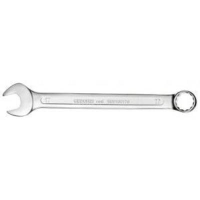 A silver combination spanner with an open and a ring end, lying horizontally. On the handle it says 'Gedore 17x19'.