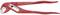 Red water pump pliers with adjustable handle and serrated jaws for secure pipe connection.