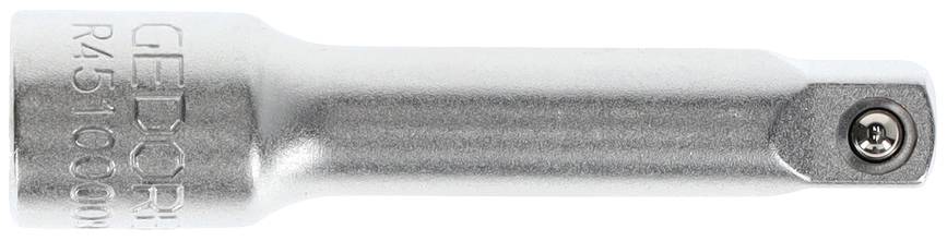 Metallic socket extension from GEDORE with a smooth surface. Rectangular head piece for attachment to tools.
