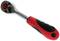 Ratchet with an ergonomic, red and black handle, suitable for various socket sizes. Ideal for mechanical work.