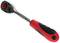 A ratchet with an ergonomic handle in red and black, suitable for tightening and loosening screws and nuts in various projects.