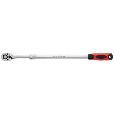 Torque wrench with red and black handle, ideal for precise fastening of screws and nuts.