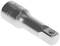 A silver socket key adapter with a square end. Used for connecting different tool inserts in mechanics.