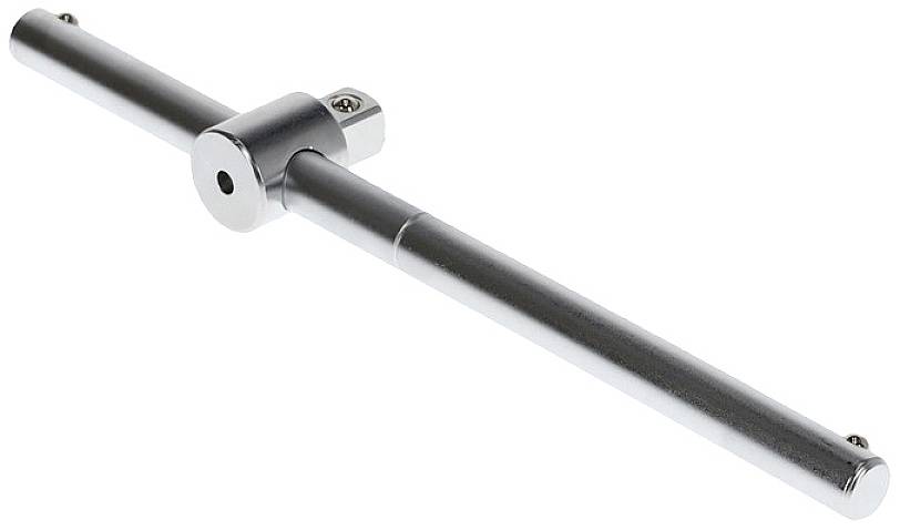 A silver metal T-handle Allen key, used for turning screws and tools.