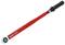 Torque wrench with a red handle and black head, a tool for precise torque measurement when tightening bolts and nuts.