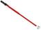 A long, red torque wrench with a black handle and chrome-plated head. Suitable for tightening screws with precise torque.
