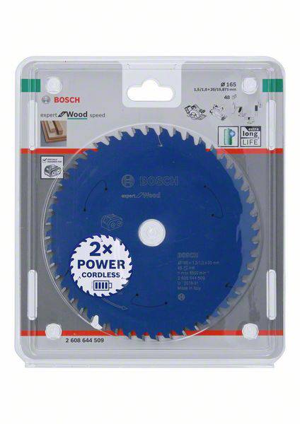 Blue packaged circular saw blade by Bosch for wood, with consistent performance and cordless usage. Contains 30 teeth.