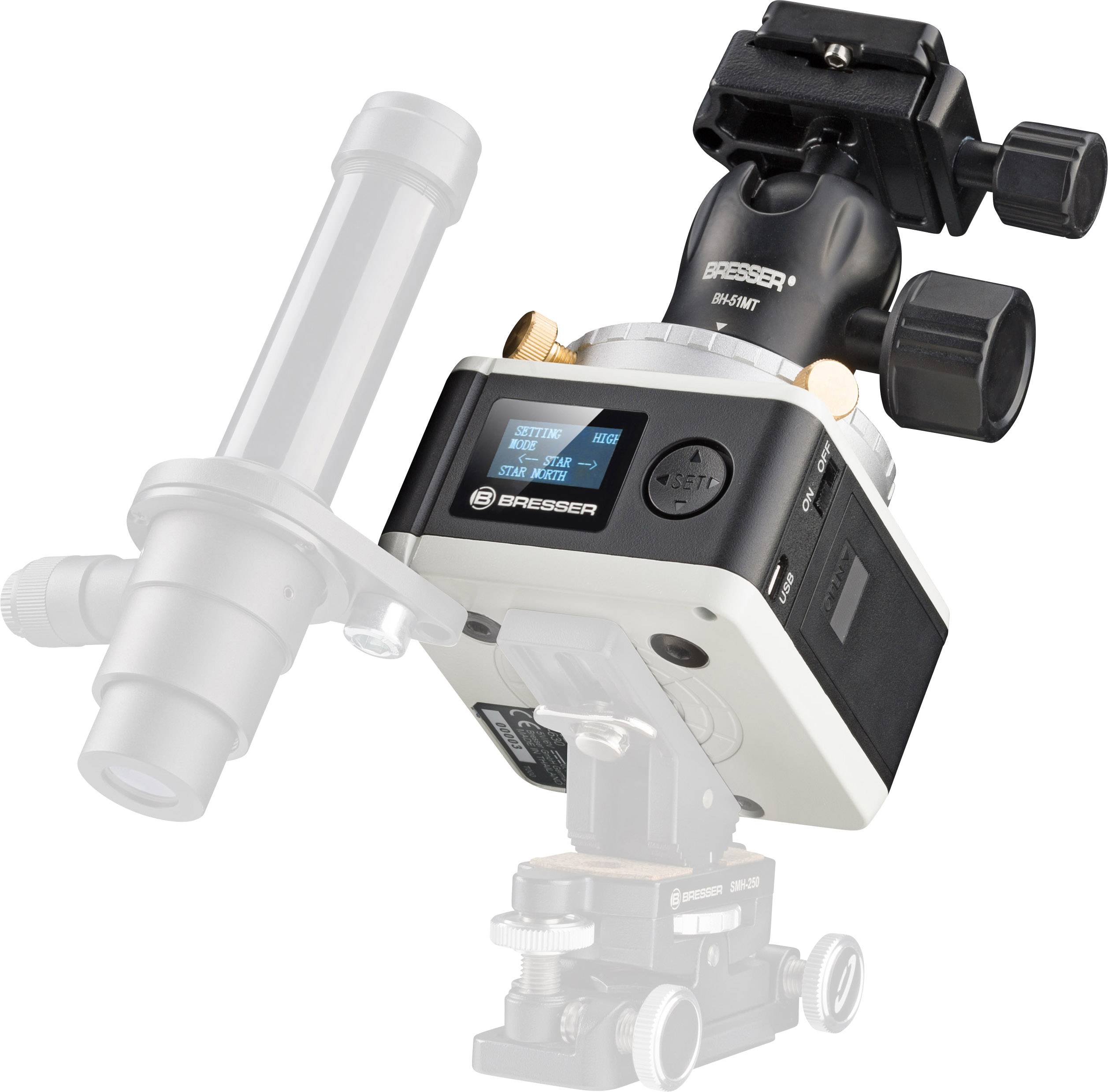 Digital microscope with black casing and rotating lenses for precise adjustments.