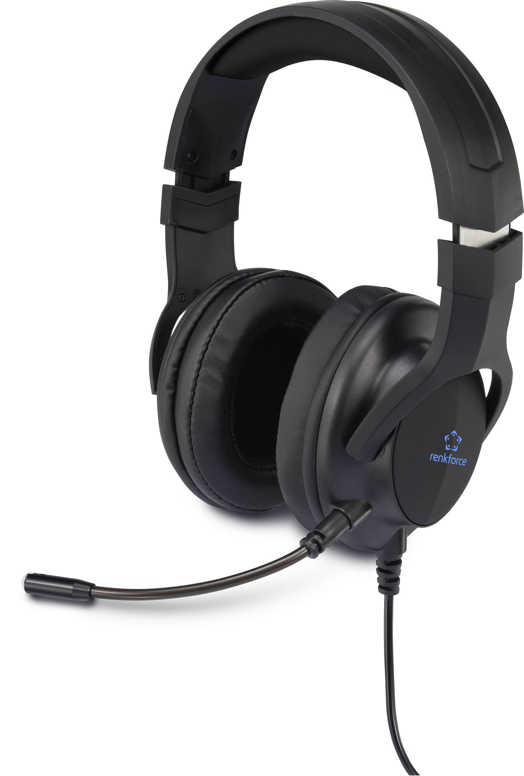 Black over-ear headphones with a microphone on the left ear cup.