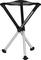 A portable three-legged folding stool with a black mesh seat and silver legs, perfect for outdoor activities and travelling.